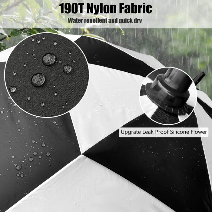 Стійкий до вітру парасолька-тростина XL/XXL, автоматичний, з подвійним вентиляційним отвором - високоякісний парасолька для жінок та чоловіків, ідеальний як гольф-парасолька (чорний/білий, 62 дюйми/157 см)