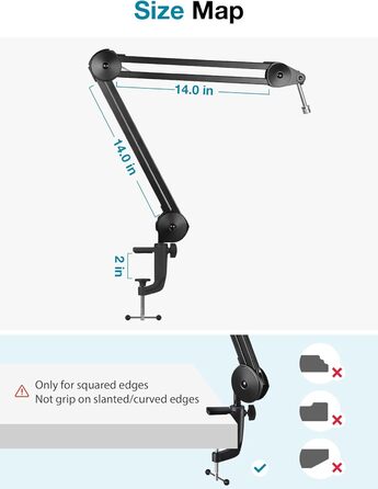 Підставка для мікрофона InnoGear – міцна підставка з регульованим кріпленням та кабелетримачами для Blue Yeti, Snowball, Hyper X, QuadCast, SoloCast, Fifine (компактна)