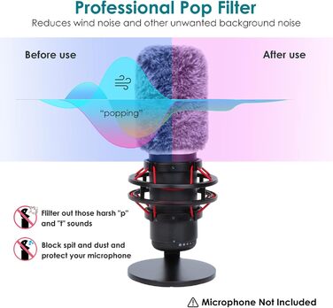 Тримач для мікрофона YOUSHARES з кріпленням для HyperX QuadCast, металевий, з насадкою для кріплення до столу та вітрозахистом, для стін та столів (2 хутряні насадки)