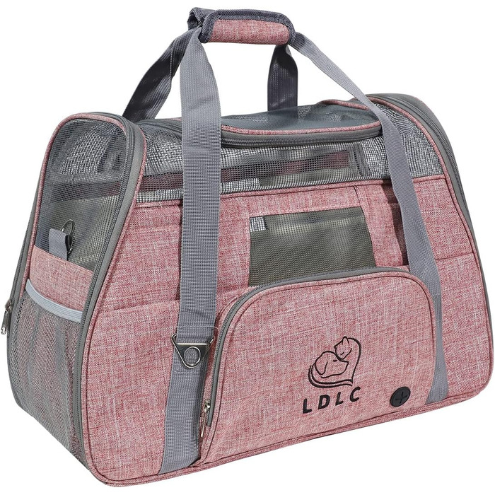 Трансформер-переноска для котів та собак з підкладкою з флісу та сіткою, велика місткість, з плечовим ременем (рожевий)