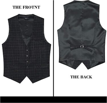 Жилет для чоловіків HISDERN з бавовни в клітинку для весілля та формальних заходів, сірий, XXL