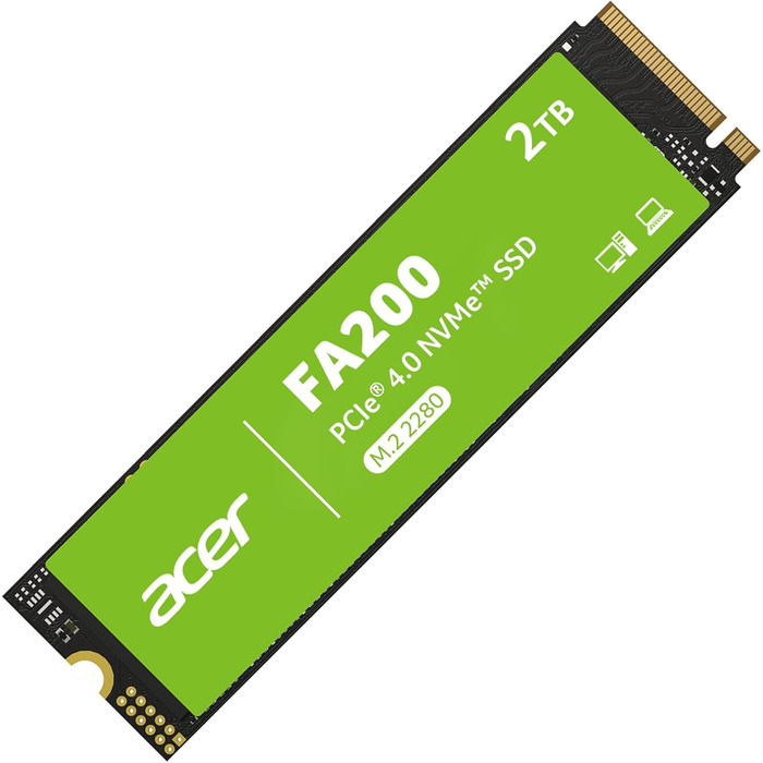 SSD Acer FA200 2TB PCIe 4.0 NVMe - Швидкість до 7200 МБ/с, M.2 2280, Gen4x4, HMB, SLC, для ноутбука/ПК/ігор (сумісний з PS5)