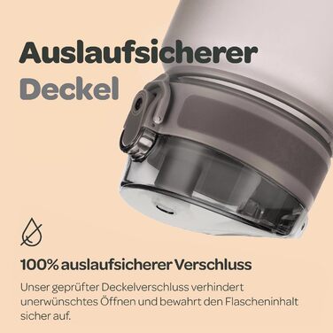 Пляшка для води Hydracy з фруктовою вставкою 1000 мл, сріблясто-сіра - BPA-free, з міткою часу, спортивна, герметична