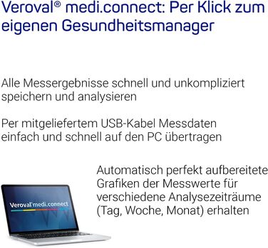 Тонометр Veroval на плече, м'яке вимірювання, клінічно перевірений, контроль положення манжети, виявляє порушення серцевого ритму, з програмним забезпеченням