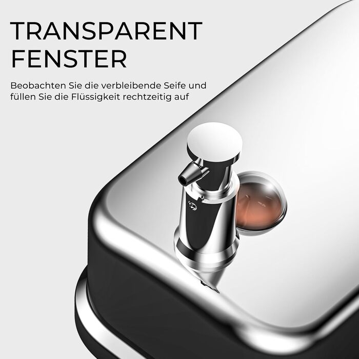 Stainless Steel Wall Mounted Soap Dispenser - 800ml, Hygienic Push Top, Rust-Resistant & Drip-Proof
