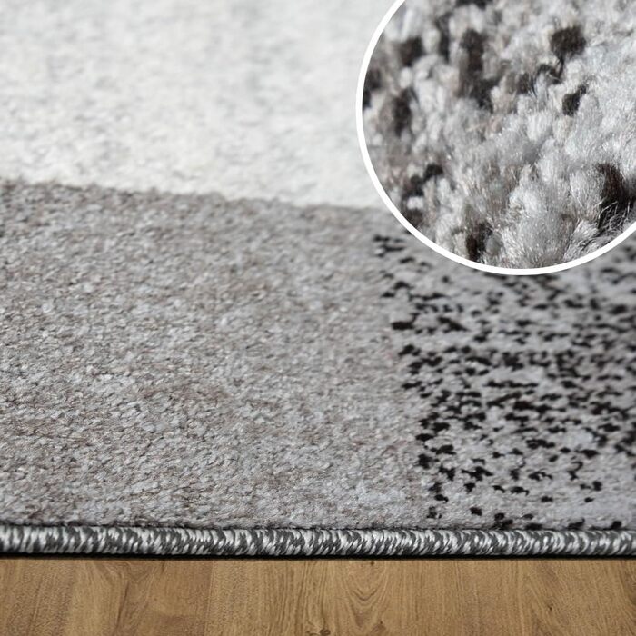 Теппик oKu-Tex для вітальні [80x150 см] - м'який короткий ворс, кольоровий килим для вітальні, сучасний геометричний дизайн хвилястим візерунком, німецька якість (Світло-сірий, 80 x 250 см)