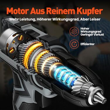 Акумуляторний шурупокрут/дрель 20V з набором аксесуарів, 42Nm, 10мм патрон, 2 швидкості, 25+1 момент затягування, для дому та ремонту