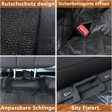 Alfheim Car Seat Cover for Dogs - Waterproof & Scratch-Resistant Back Seat Protector, Non-Slip, Durable, Washable, Universal Fit for Most Cars - Black