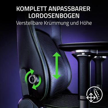 Ігрове крісло Razer Iskur V2 з адаптивною поперековою підтримкою, екологічною EPU-еко-шкірою, 4D-підлокітниками, зелений