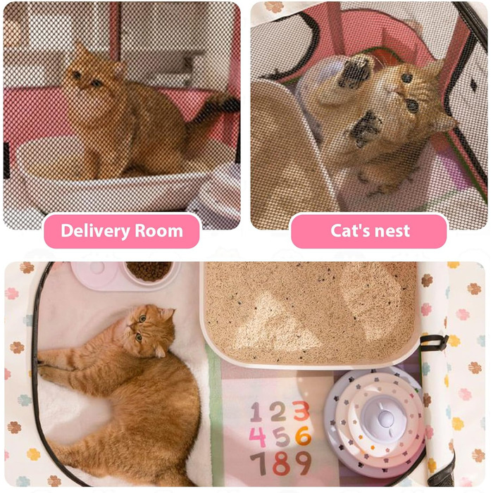 Клітка-забіг для цуценят, сіра, для дому, складна, портативна, прямокутна, для кошенят, цуценят, кроликів (L), рожева, з тунелем