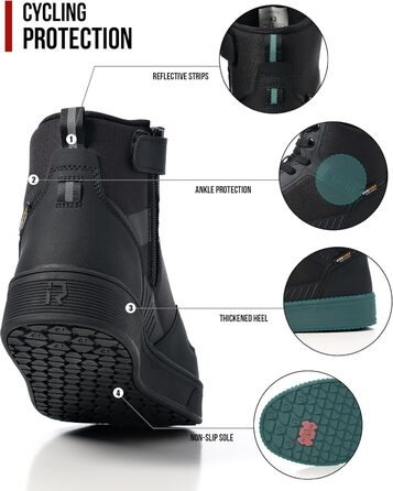 Мотоциклетні черевики RIDEIRON для чоловіків: водонепроникні, з антиковзаючою підошвою, дихаючі, стильні та зручні. Розмір 44 EU, чорний колір. Підходять для всіх сезонів.