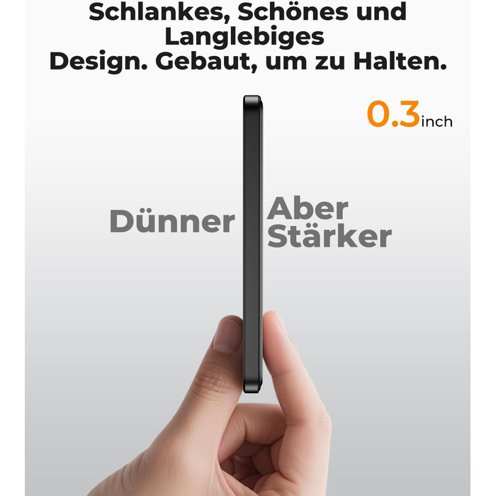 Power Bank KU XIU Magsafe 5000mAh: Тонкий, з підтримкою MagSafe, PD 20W, з кільцем-тримачем, чорний