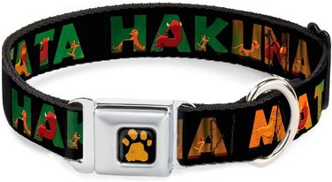 Нашийник для собак з кріпленням для автопасажа Lion King Hakuna Matata, чорний, 15-26 дюймів, ширина 2.5 см