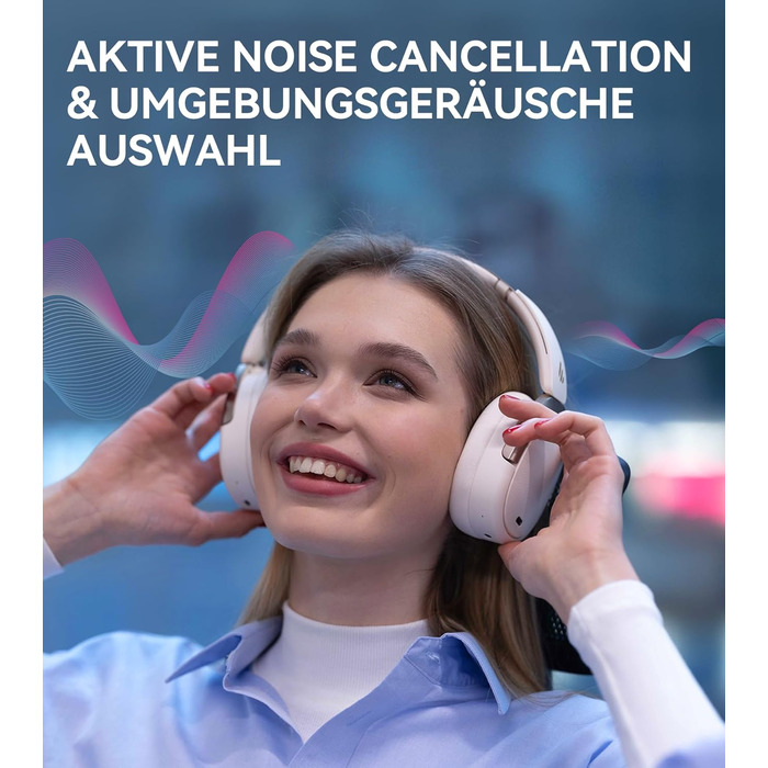 Edifier WH950NB навушники з активним шумозаглушенням: Bluetooth V5.3, LDAC, Hi-Res Audio, 55 годин роботи, складна конструкція, білий колір