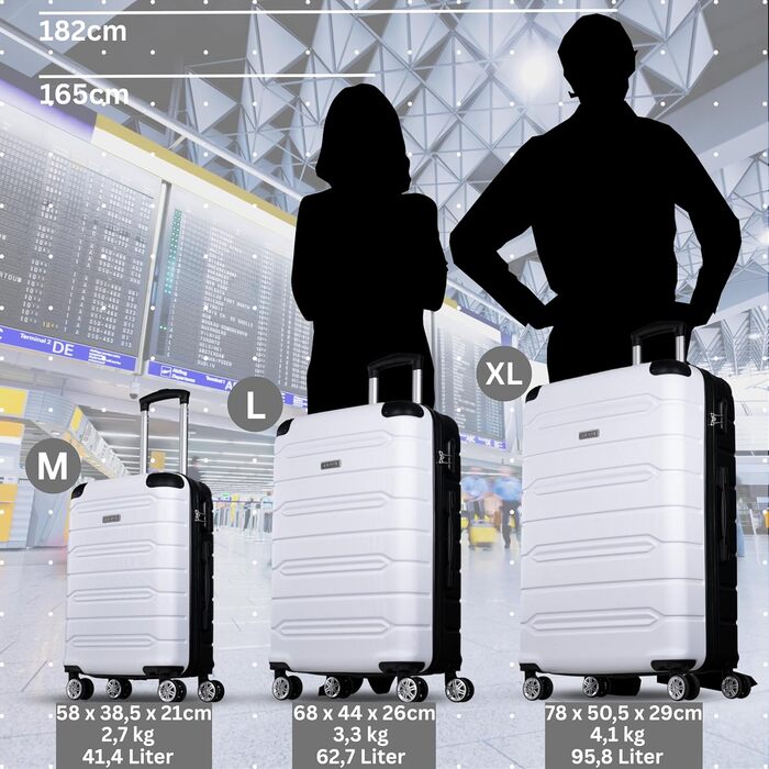 Набір валіз NOWI Rhodos – 3 шт. з ABS, з кодовим замком, 360° обертання, рожевий. Розміри M, L, XL