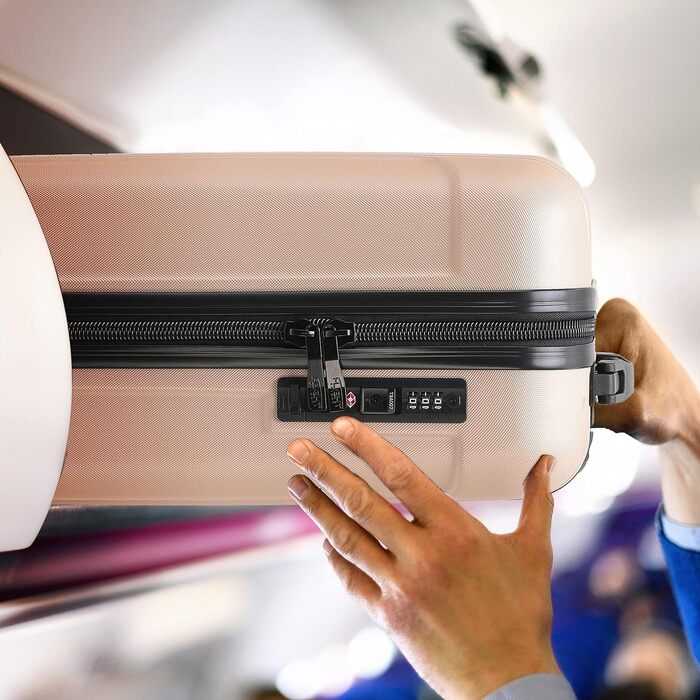 Набір валіз Flight Knight Premium (S, M, L) з ABS-пластику, TSA-замком та USB-портом, 8 коліс-спінерів, колір Секвойя