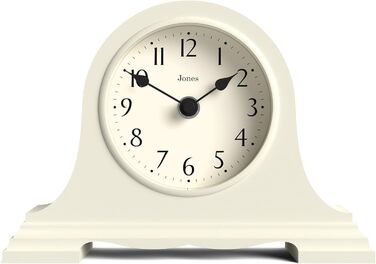 JONES CLOCKS® Speakeasy Desk Clock | Classic Napoleon Hat Design | | Contemporary classic style for desk, table, shelf or bedside table (Light Cream)