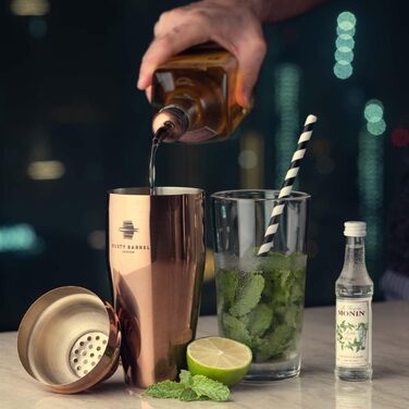 Набір для приготування коктейлів Chelsea Roségold – повний комплект для бармена: шейкер, мадлер, сито, мірний стакан, виливач, ложка, сумка та рецепти. З подарунковою коробкою