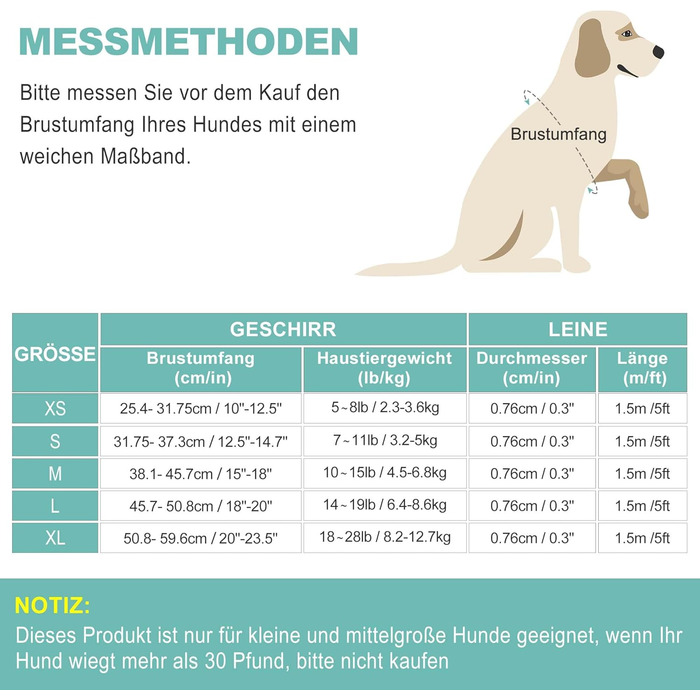 Нашийник та поводок для собак Haapaw, без натягу, регульований, світловідбиваючий, Step-in, для цуценят та маленьких собак, з м'якою підкладкою, блакитний, розмір M (обхват грудей 38.1-45.7 см, вага 4.5-6.8 кг)