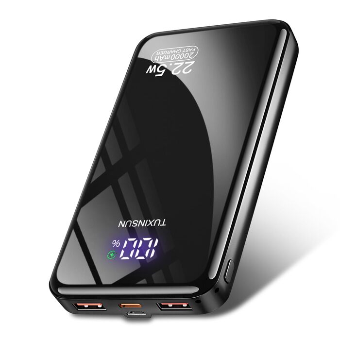 Power Bank 20000 mAh 22.5W з швидкою зарядкою PD3.0 QC4.0: Зовнішній акумулятор для смартфонів, смарт-годинників з LCD-дисплеєм та USB-C
