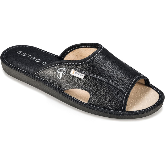 Чоловічі халати-домашні тапочки ESTRO, шкіряні, чорні, 44 EU