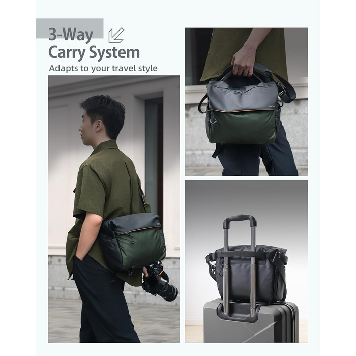 Чохол-сумка на плече для камери LLANO для DSLR/беззеркальних камер, зелений