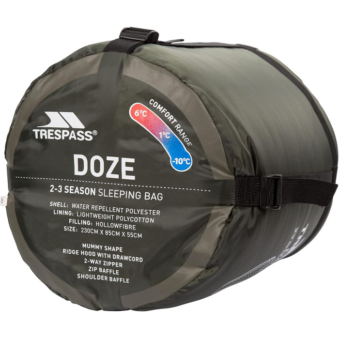 Сплячий мішок Trespass Doze DREI на три сезони, 230x85x55 см, універсальний розмір, колір: кобальтовий блакитний