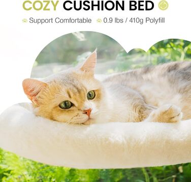 MEWOOFUN Large Cat Hammock Window with Removable Thick Cover - Foldable, Stable, 4 Strong Suction Cups, Holds 18kg (White, M)