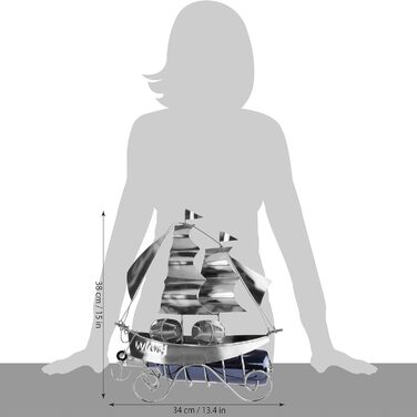 BRUBAKER Wine Bottle Holder Sailing Ship - Bottle Stand Sculpture made of Metal with Gift Card - Silver Wine Gift, Height 39 cm