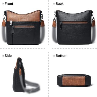 Сумка жіноча через плече Shrrie, екошкіра, чорно-коричнева, з ременем, для подорожей