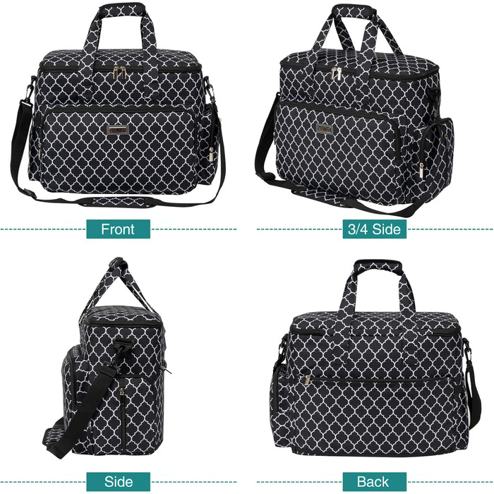 Сумка для собак Baglher, переноска для тварин (усі аксесуари для подорожей з тваринами), з 2 контейнерами для корму та 2 складаними мисками з силікону; незамінний набір для подорожей з домашніми тваринами, блакитний колір (L, чорний)