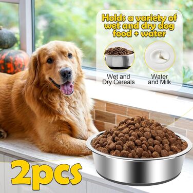 Набори мисок для собак з нержавіючої сталі (4 шт.) з антиковзким дном, для корму та води, підходять для собак маленьких, середніх та великих порід. Миски для собак з нержавіючої сталі, об'єм 900 мл.