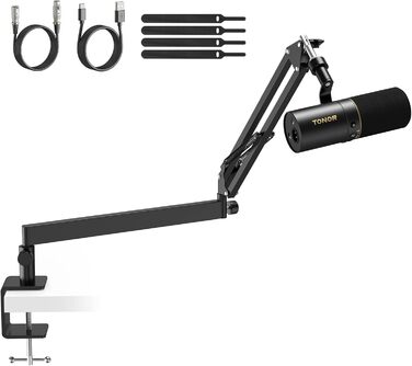 Мікрофон TONOR TD510+ для запису та стрімінгу: XLR/USB, динамічний, з кріпленням та кнопкою Mute, чорний