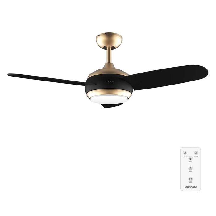 Стельовий вентилятор Cecotec EnergySilence Aero 4265 GoldBlack з LED підсвіткою 18W, діаметр 107 см (42 дюйми), пульт, таймер, 3 швидкості