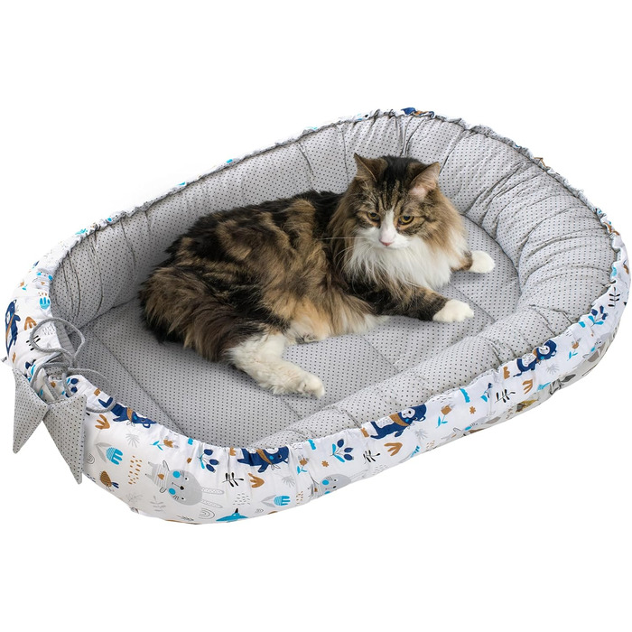 Килимок для котів та собак Medi Partners 75x60x10 см, м'яке ліжко-гніздо з зірками (Boho Animals)