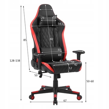 Ігрове крісло Velaco FURY-BL-RD, штучна шкіра, чорно-червоне