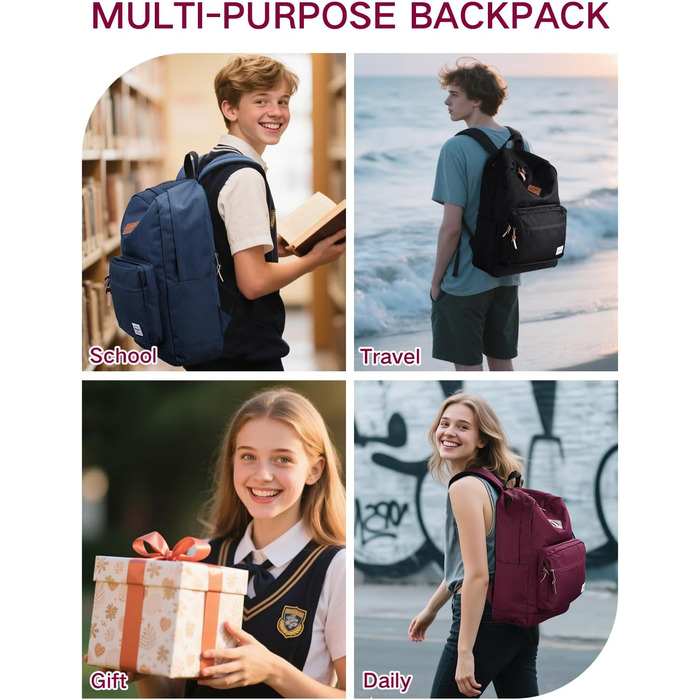 Жіночий рюкзак RAVUO, водонепроникний, для ноутбука 15.6 дюймів, шкільний, для підлітків, подорожей, роботи, червоний/бордовий