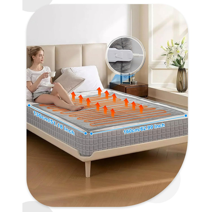 Електрична гріюча ковдра 180x130 см, плюшева ковдра з автовимкненням, 6 таймерів, 6 режимів нагріву, Sleep-Mode, гріюче підлое для дивана та ліжка, сірого кольору, можна прати, швидкий нагрів