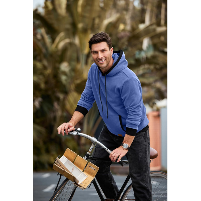 Світшот з капюшоном JMIERR для чоловіків, теплий, з кишенею, бавовна, колір зелений (L, блакитний)