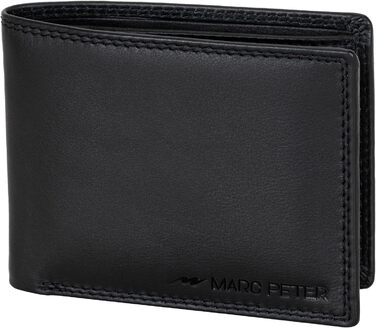 Marc Peter® Genuine Leather Wallet Hanover | Wallet for Men with RFID Protection | Large 10 Compartment Card Holder | Black Nappa Wallet