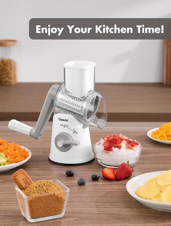 Трояк для овочів та сиру з 3 наборами ножів, білий. Ідеально для нарізки овочів, сиру, горіхів. 5 ножів