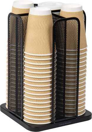 Mind Reader Network Collection, 4-Compartment Cup and Lid Dispenser, Countertop Organizer, Metal Mesh, 8