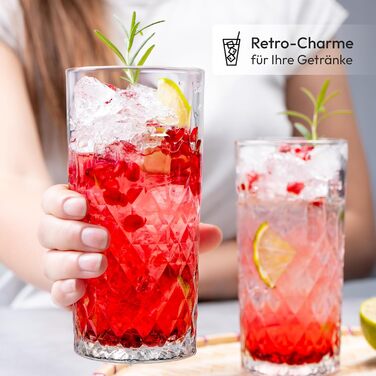 12-Piece Glass Set, 300ml Transparent Drinking Glasses, Water Glasses, Ribbed Glasses for Juice, Water, Party, Garden, Cocktail Glasses