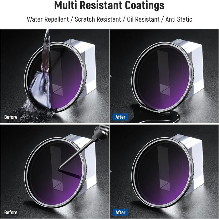 Фільтр ND2-400 (1-9 Stop) Variabler NEEWER 58mm для об'єктивів з нейтральною щільністю, з кришкою, стрічкою та серветкою