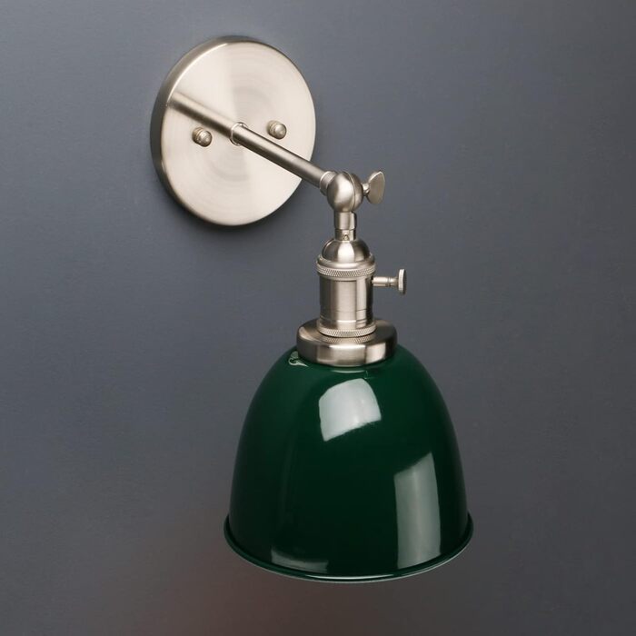 Phansthy 2 Pack Wall Sconce with Metal Shade Wall Lamp Industrial Design, Indoor Vintage Loft Wall Lamp E27 max. 40W for Living Room Bedroom Office Kitchen Hallway (White) (Dark Green)