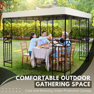 Replacement Gazebo Canopy Cover for Gazebo, 2.5 x 2.5 m, Waterproof Cover - Double-Layer UV30 Cover for Awnings, Garden, Terrace, Patio, Tent (Ivory)