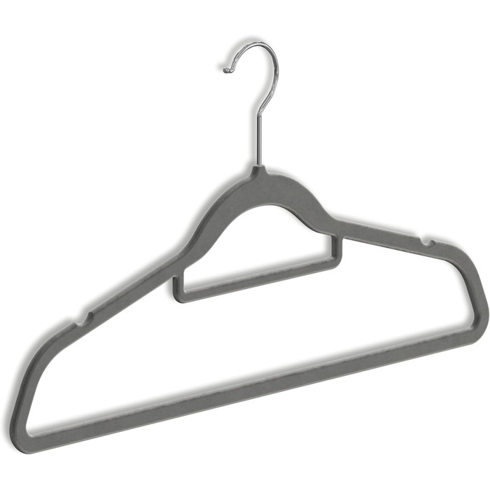 Плечики для одягу OGIVO, набір з 20 шт., сірі - антиковзаючі, для краваток, з поворотним гачком, з вирізами для плечей