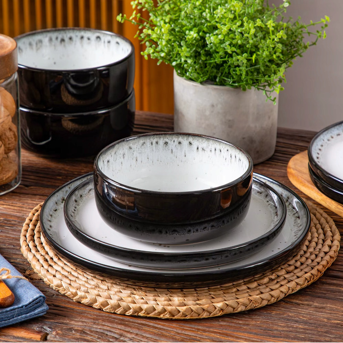 Обідній набір MALACASA: сучасний сервіз із кераміки на 6 осіб (18 предметів)