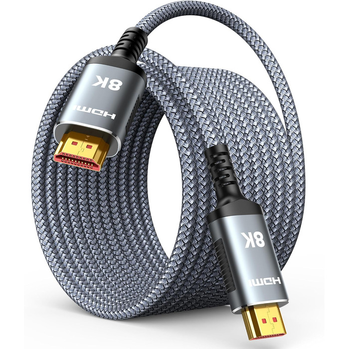 HDMI кабель Highwings 10 метрів, 8K, HDMI 2.1, 48Gbps, Ultra Highspeed, HDR10, eARC, DTS:X, 3D, HDCP 2.2/2.3, сумісний з PS5/4/3, HDTV, Blu-ray, монітор