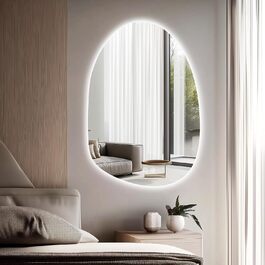 Дзеркало зі підсвічуванням 50x70 см LED дзеркало для ванної кімнати з LED підсвічуванням, сенсорне керування, дзеркало для ванної кімнати, настінне дзеркало для ванної кімнати